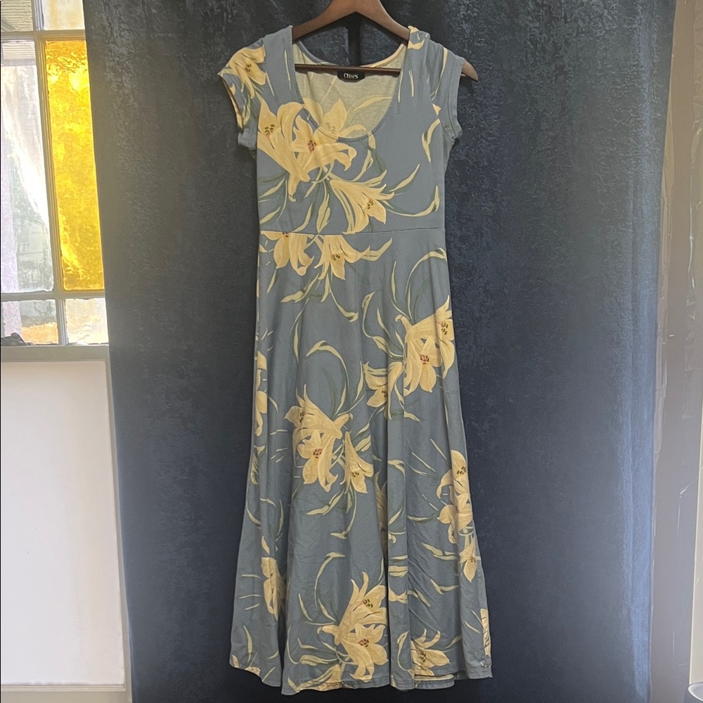 Chaps Blue and Cream Floral Maxi Dress